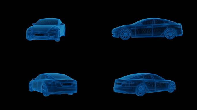 蓝色科技线条新能源特斯拉汽车透明通道素材