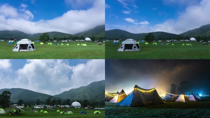 山谷帐篷营地、露营营地实拍