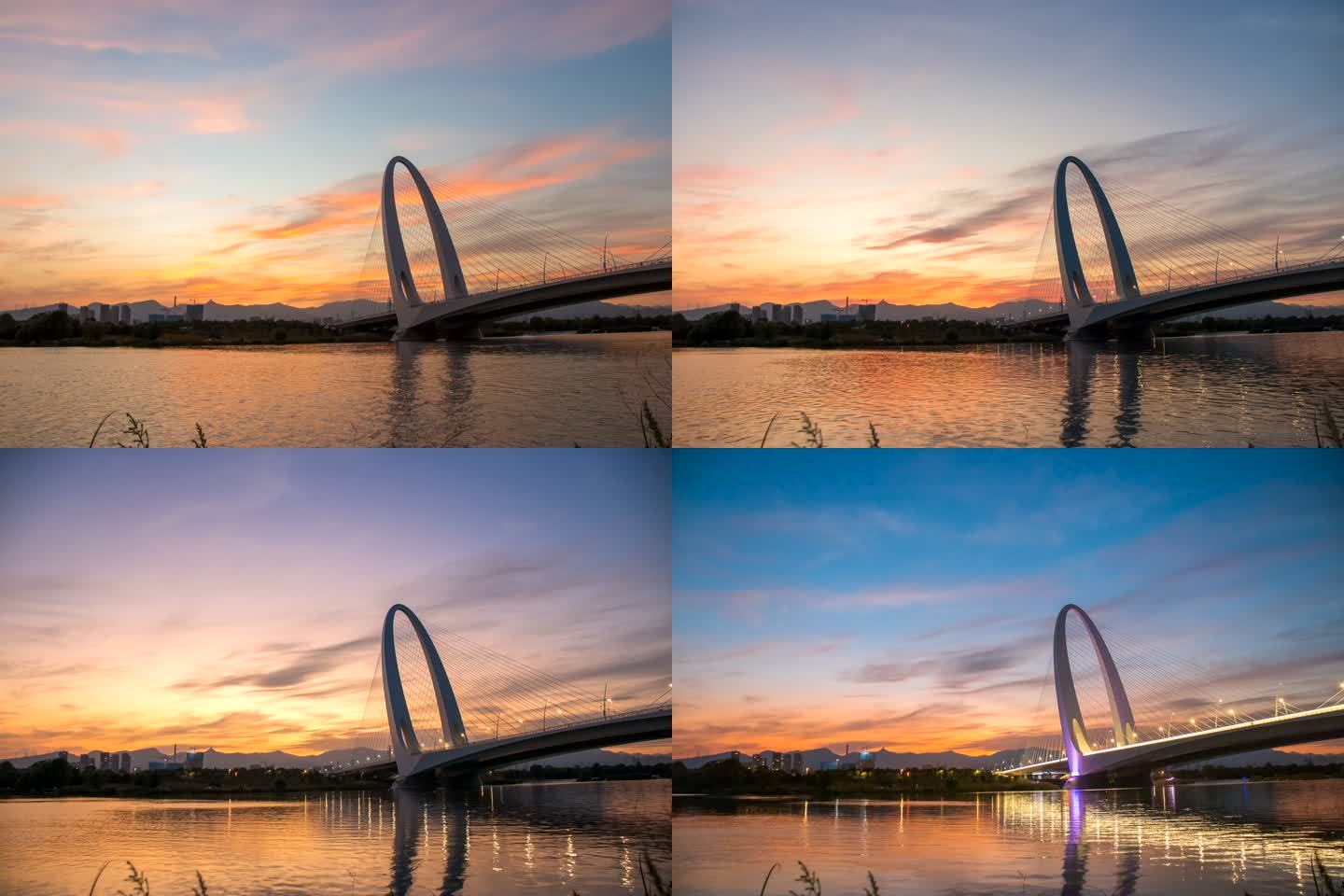 4K 首钢大桥与晚霞 延时摄影
