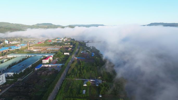 吉林松花江平流雾航拍