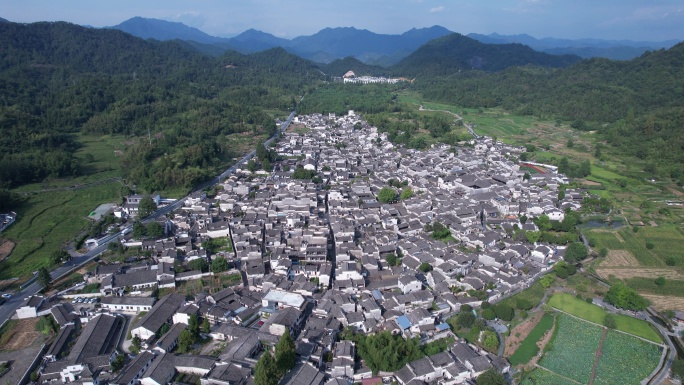 航拍黟县西递古村景区