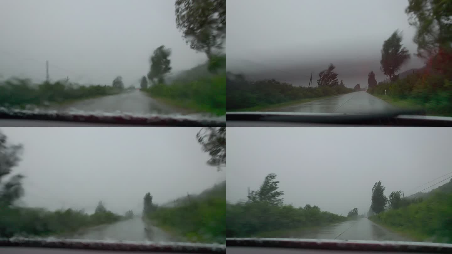 雨天驾驶大雨中行驶公路山区