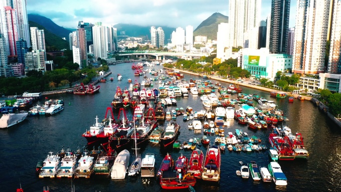 香港阿伯丁湾无人机视图