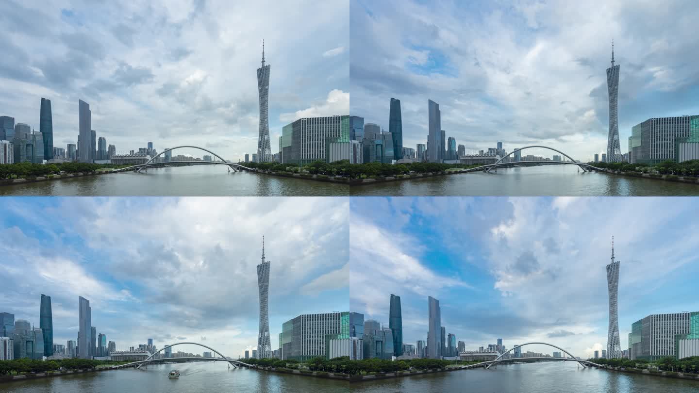 广州塔与珠江新城海心桥延时风光