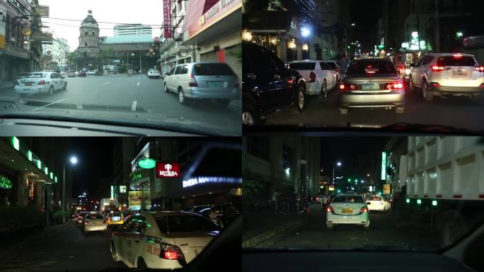 车行驶在菲律宾王彬街上