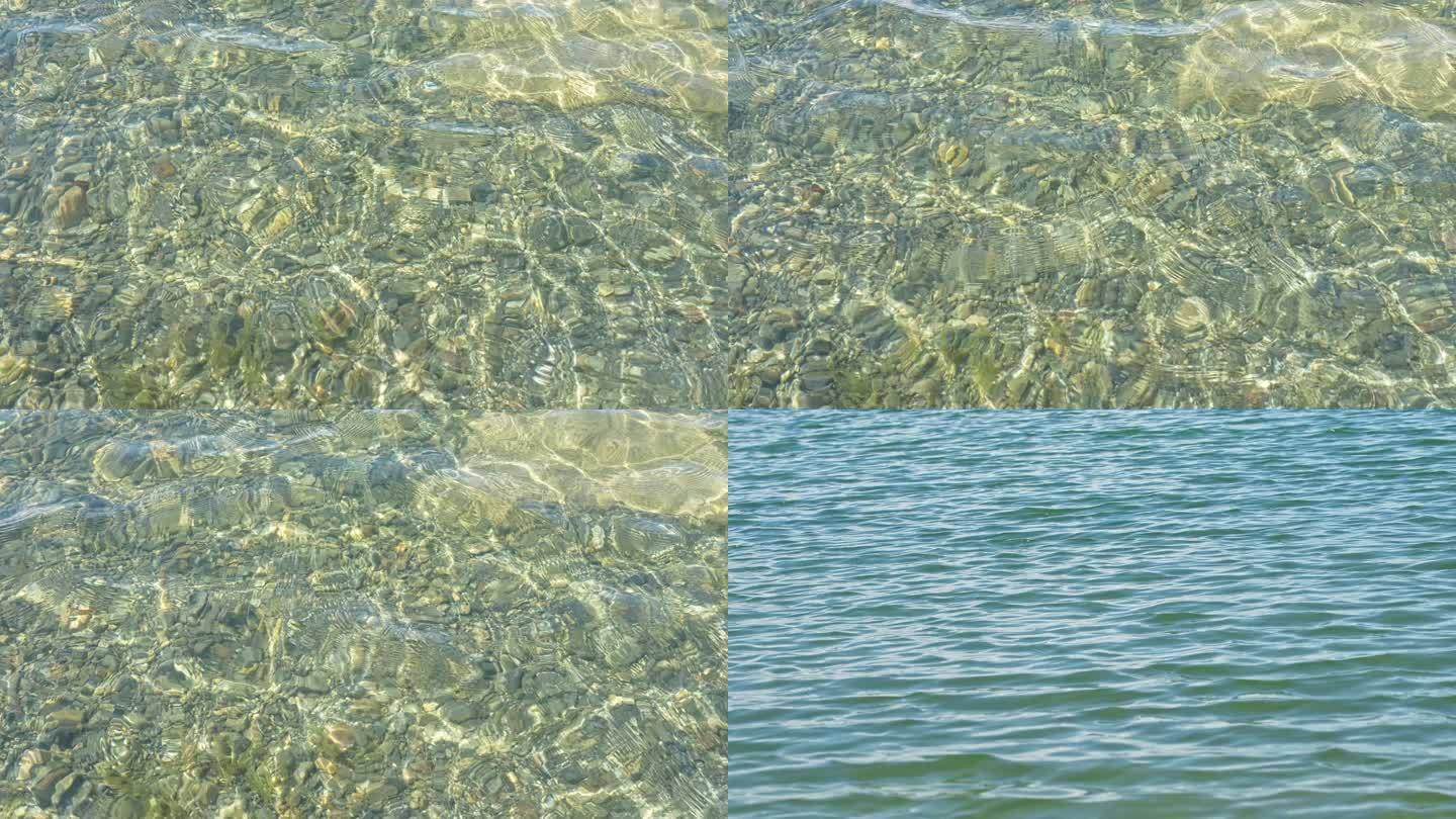 赛里木湖波光粼粼清澈见底水面
