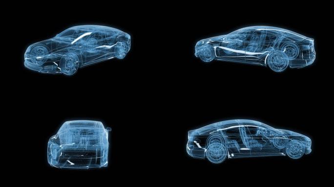 透视全息新能源特斯拉汽车透明通道素材