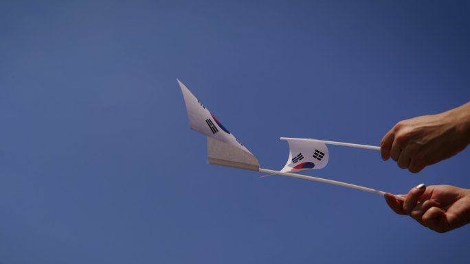 韩国国旗-b卷摇动旗帜摇摆手持
