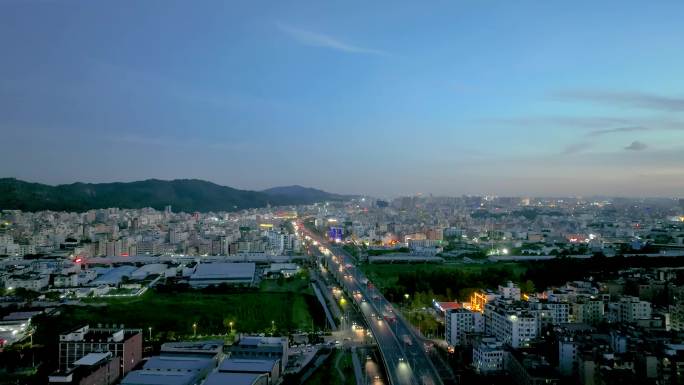 航拍城市夜景公路交通