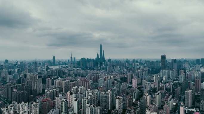 上海天际线航拍空镜