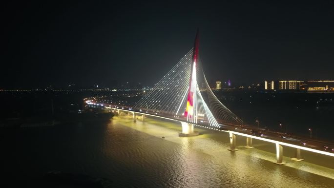 南昌、英雄大桥、航拍、夜景