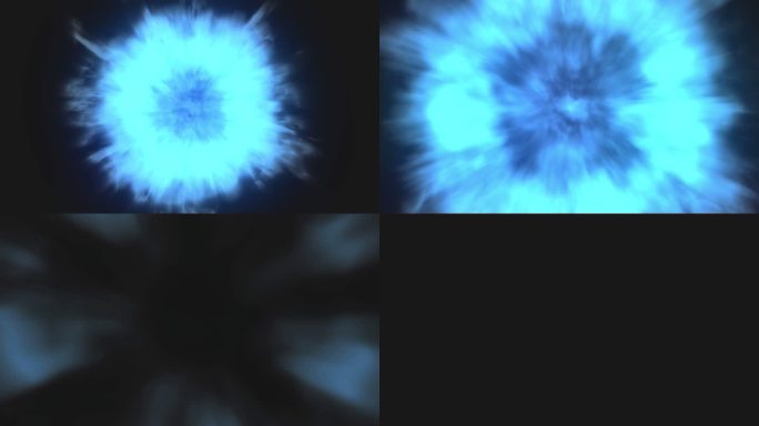 【带通道】蓝色爆炸火焰粒子冲击波
