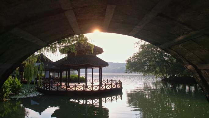 杭州西湖景区 茅家埠黛色参天