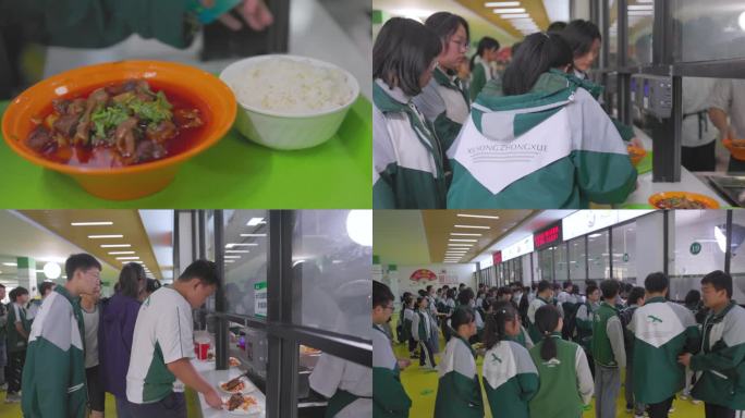 学校食堂学生打饭