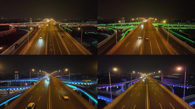 夜景立交桥航拍