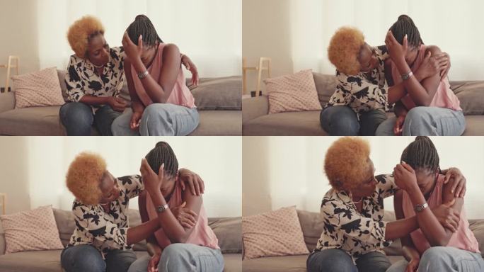 一对母女在家互相安慰的4k视频片段