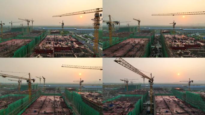 大型建筑工地施工高栏港装备制造区