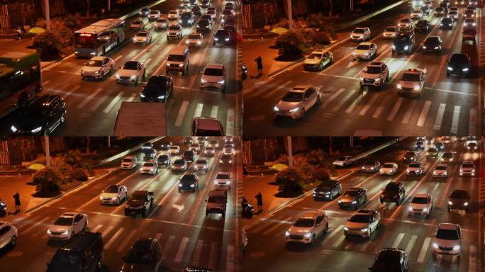 城市夜晚道路车流