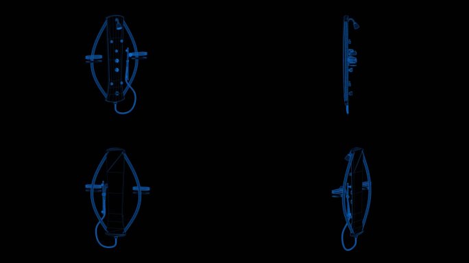 4k蓝色全息科技线框浴室浴缸淋浴带通道