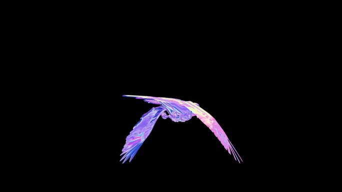 赛博朋克元宇宙鹦鹉飞舞动画透明通道素材
