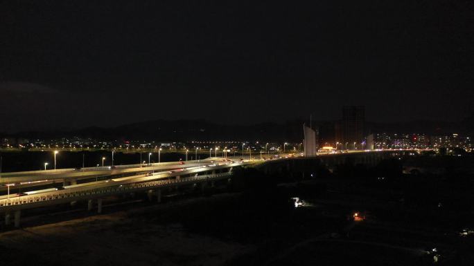泉州黄龙大桥夜景车流车辆车来车往