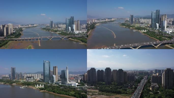 航拍福州闽江 城市空镜 风景
