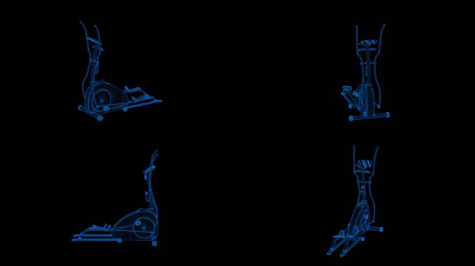 4k蓝色全息科技线框运动健身器材带通道