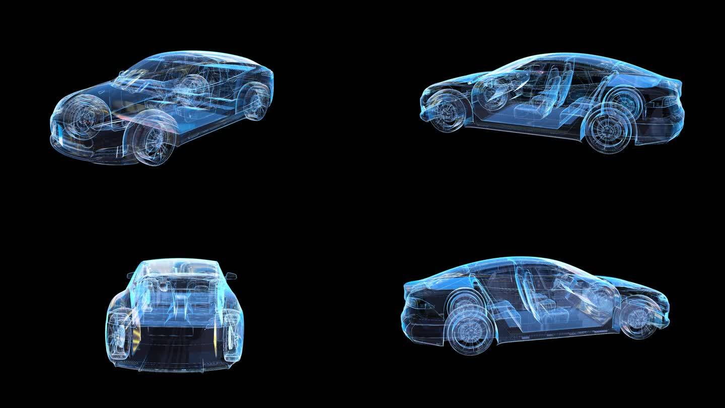科技全息新能源特斯拉汽车透明通道素材