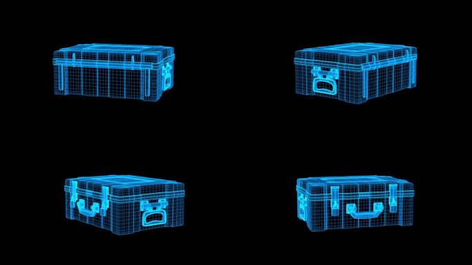 全息科技蓝色线框钱箱动画带通道