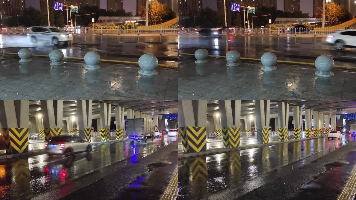 雨天城市车辆 路面积水