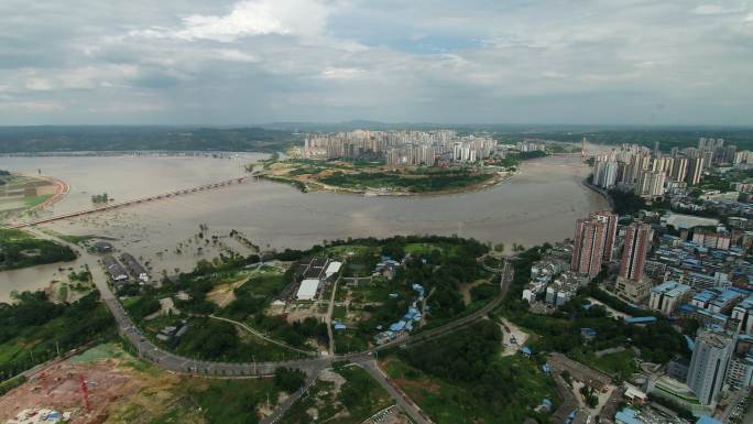 重庆 潼南县 城市航拍  蓝天 白云