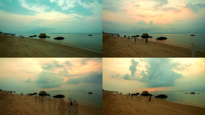 高清-海边日出天空延时摄影