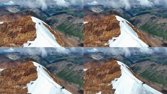 攀登沙鲁里山脉尼登贡嘎峰登山者