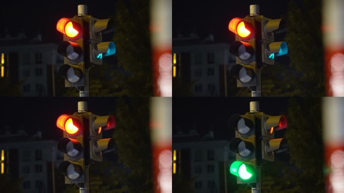 夜间红绿灯行驶行驶畅通通行