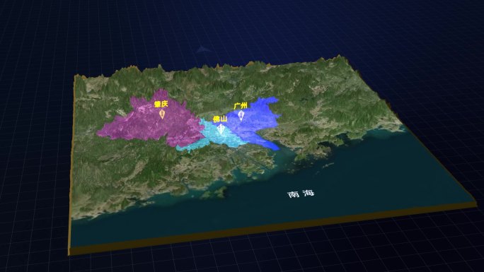 珠江三角洲地形地貌 三维地图展示