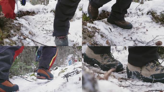 【原创】冬季攀登阿比山的登山队员的脚步