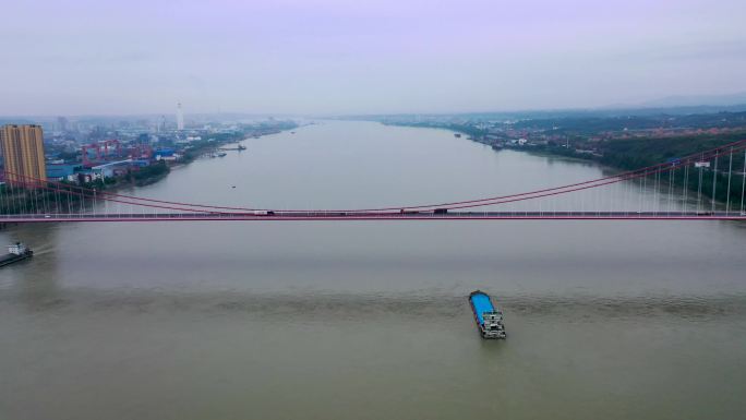 航拍宜昌长江公路大桥