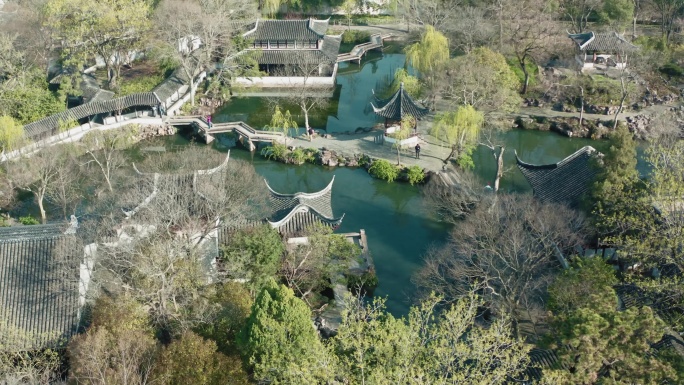 中国古典园林鸟瞰图，苏州，中国。