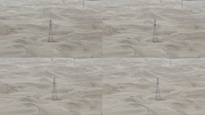 塔克拉玛干沙漠中高压线塔