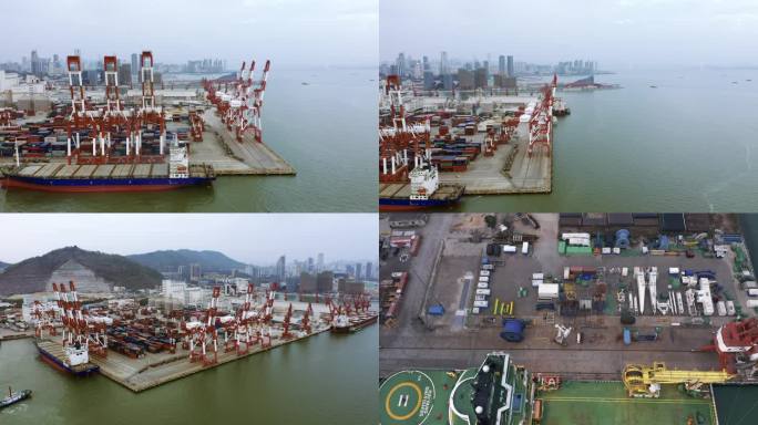 深圳蛇口码头港口多角度航拍