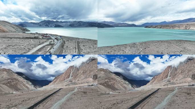 航拍白沙湖 中巴友谊雪山路