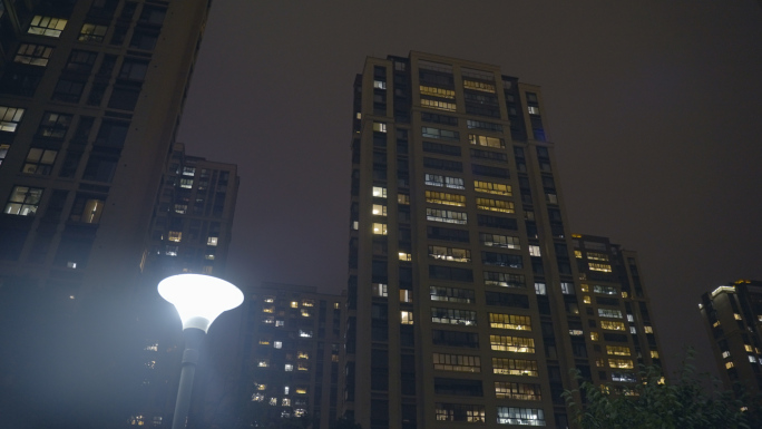 城市夜晚 小区夜景