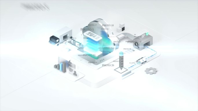 AE模板-工业4.0企业logo汇聚