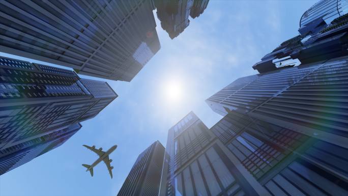 飞机飞过城市上空
