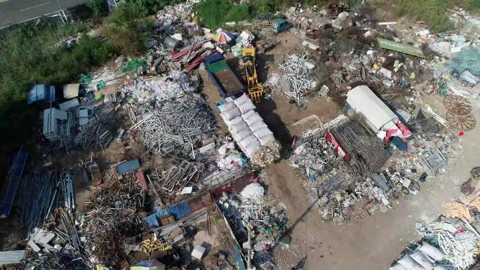 航拍 废品收购站 废品回收场地 废品