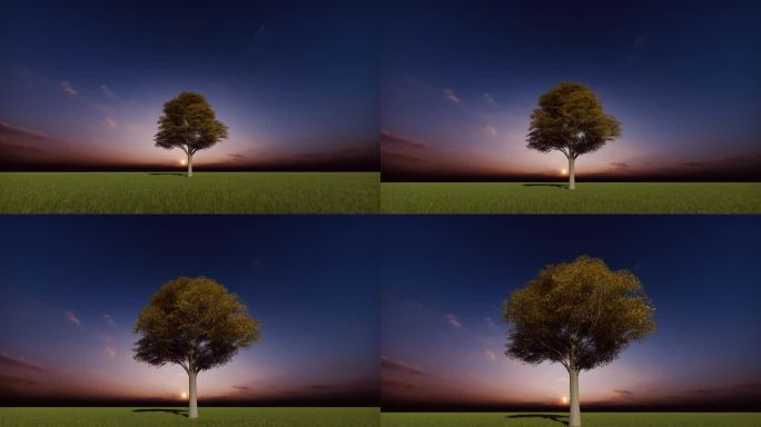 一棵树意境空镜头视频素材