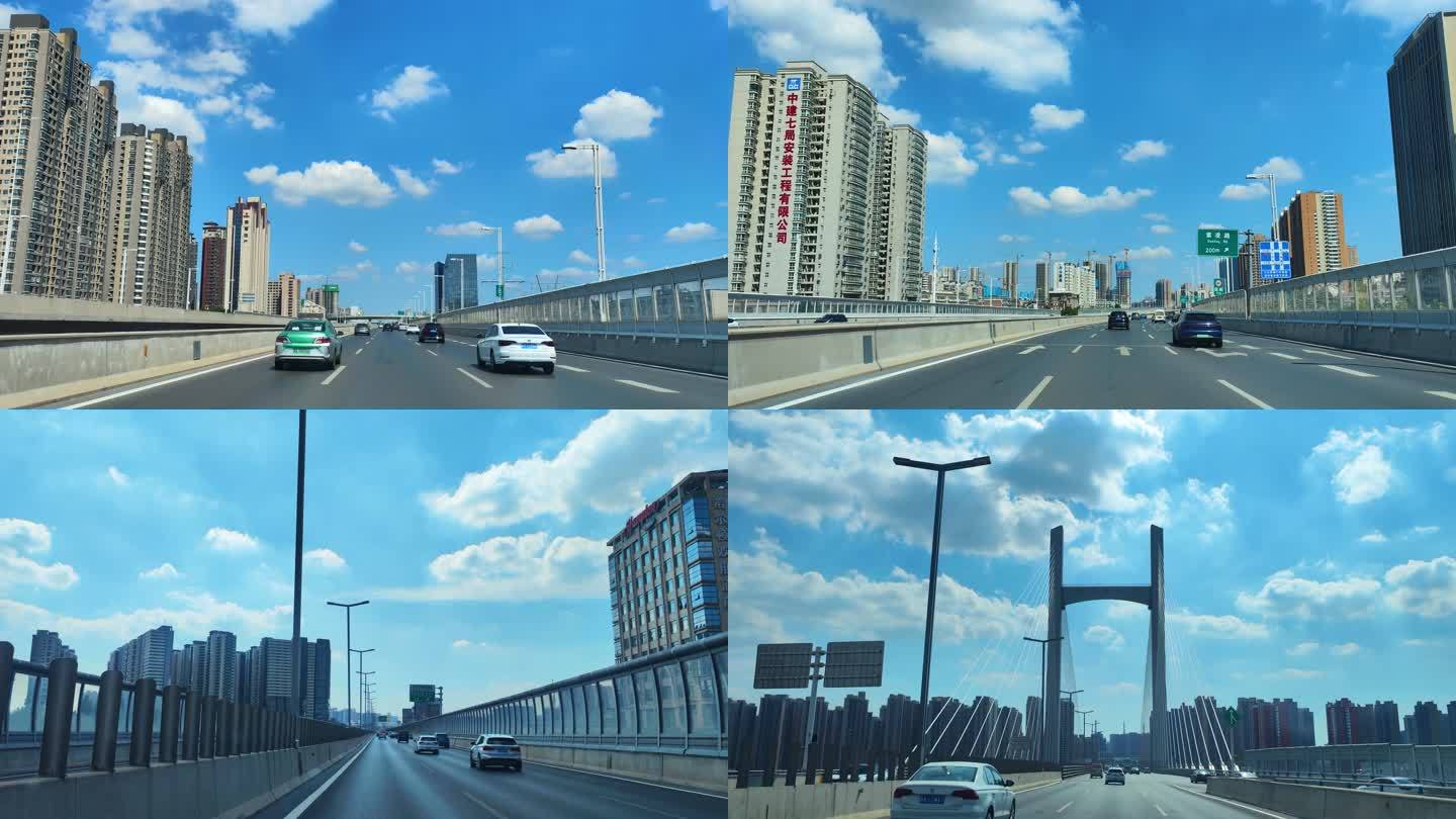 郑州汽车第一视角北三环和农业路高架斜拉桥