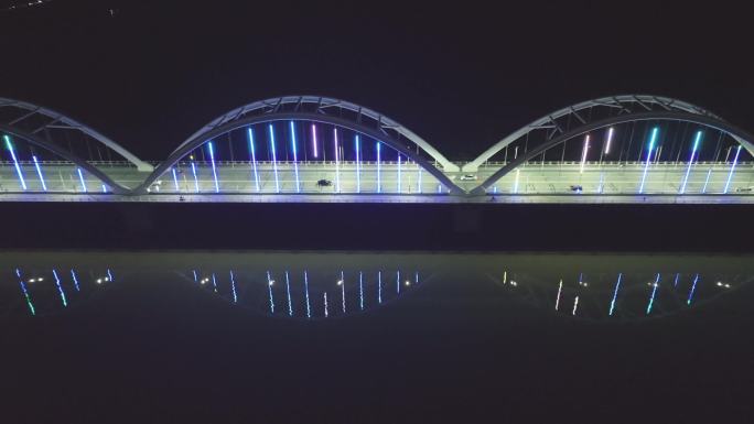 桥闸落日夜景航拍.mp4