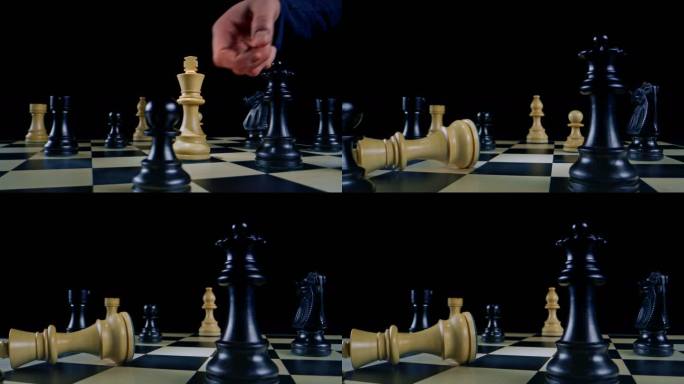 DS在一场国际象棋比赛中，白人男性手从白人国王身上翻过
