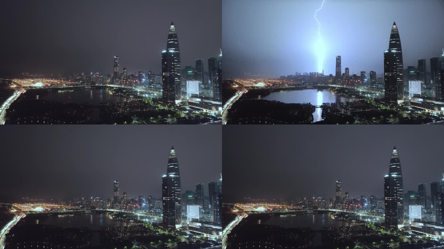 深圳后海超级深圳湾总部台风雷暴闪电